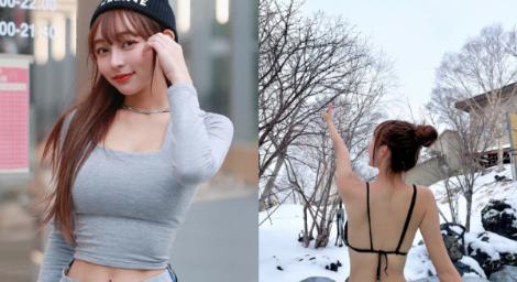 林襄雪中泡湯初體驗！比基尼正面照曝光　4萬網友看完暴動了