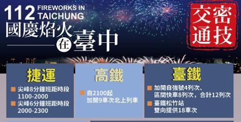 台中國慶焰火首日交通順暢　交通局籲市民多利用「免費接駁2+2」