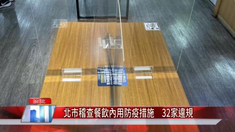 北市稽查餐飲內用防疫措施　32家違規