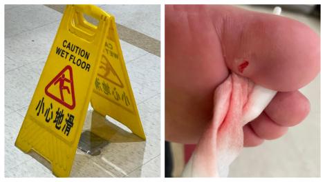 大賣場踢飛警示牌…腳皮被削起！他求償得到禮盒一份…怒PO文風向卻一面倒