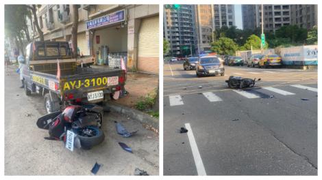 機車直行慘遭三寶擊落！他噴飛20公尺　網友看這幕全傻了：後果恐不堪設想