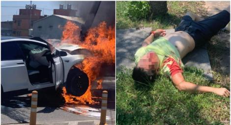 圖多／林志穎帶兒「開車自撞」火燒車　臉部骨折「血淋淋特寫」照片曝光