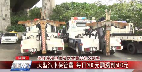 基隆違規拖吊及保管費20年沒調整 ！小型汽車保管費漲一倍 ！每日100元變200元